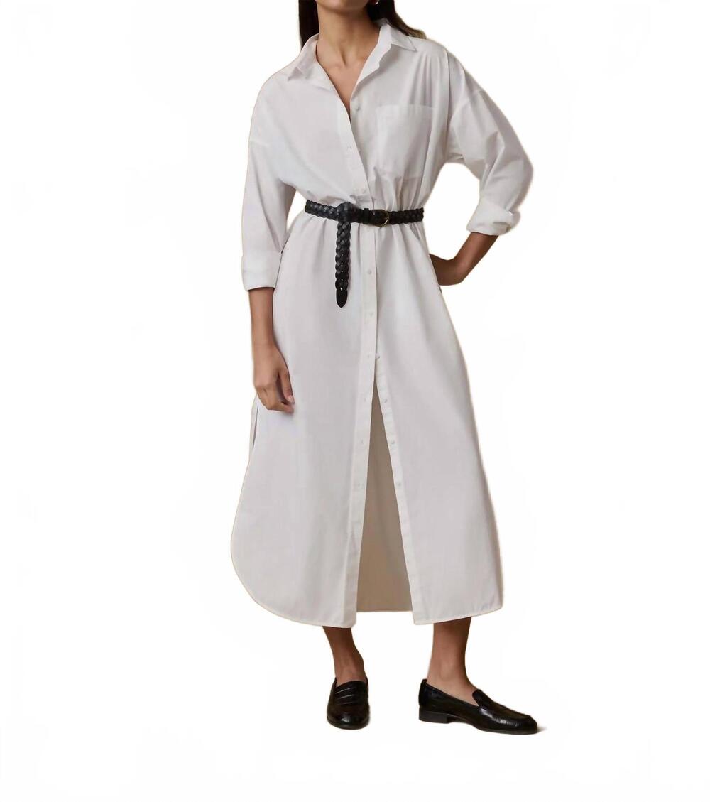 NEW FAHERTY coastal poplin rio shirt dress in white